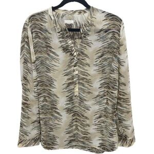 Chico's Tropical Print Sheer Pullover Tunic Blouse Sz 2 (L)